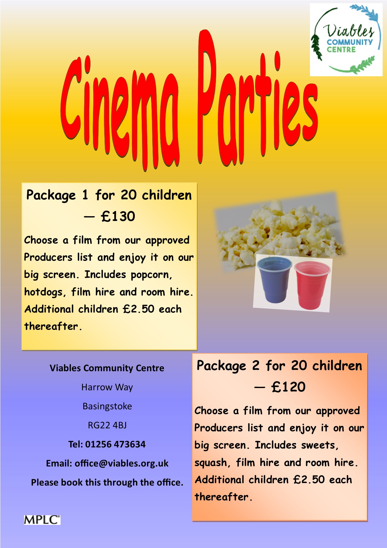 Cinema Parties at Viables